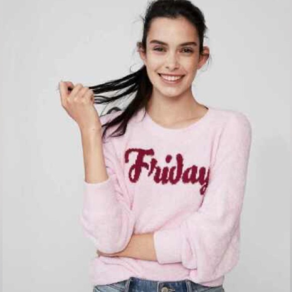 Pink Friday Graphic Fuzzy Eyelash Sweater - Picture 1 of 5